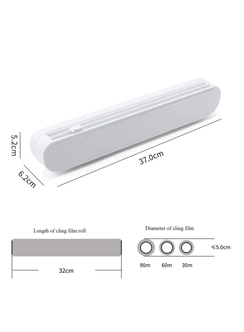 Reusable Cling Film Dispenser Suction Cup Type Cutter Household Divider Adjustable Storage Cutting Box Kitchen Supplies Tools Plastic Wrap Handheld