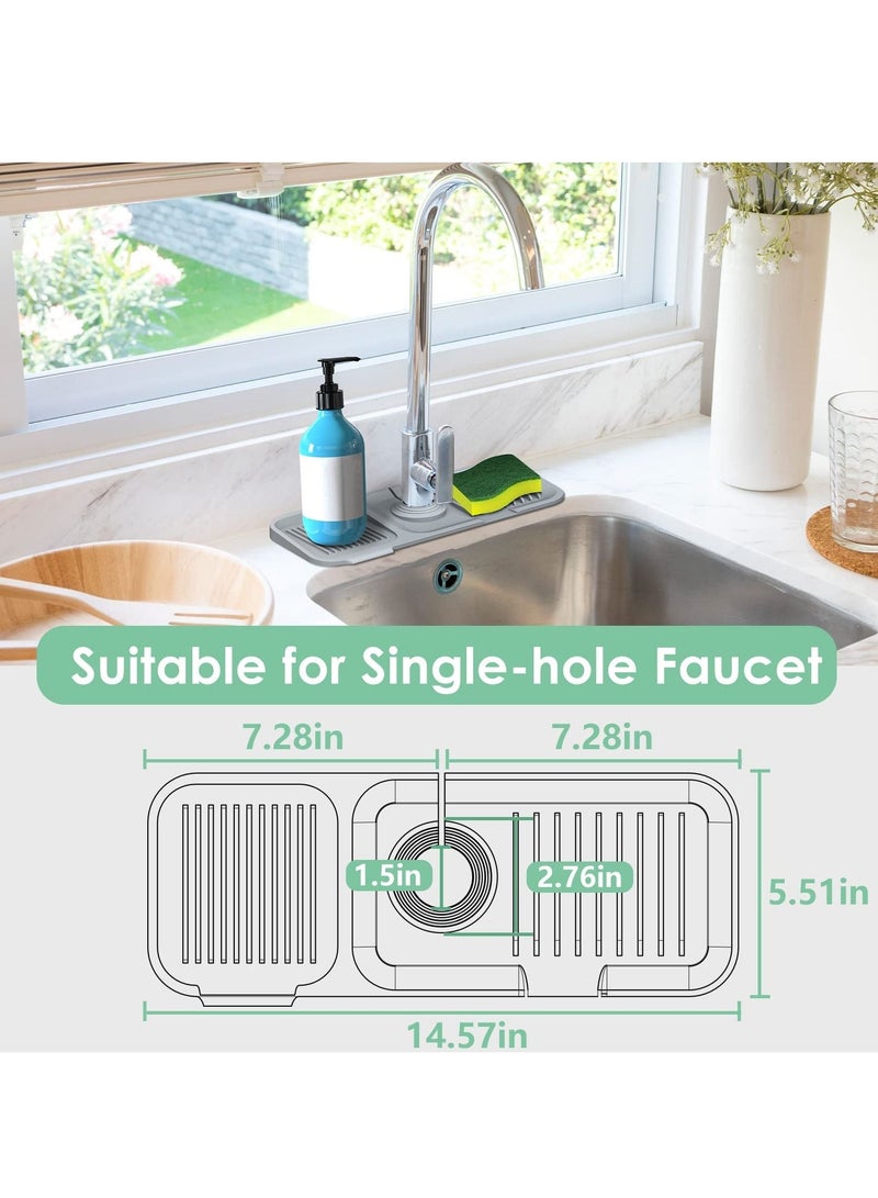 Silicone Faucet Mat, Handle Drip Catcher Tray, Protector Splash for Kitchen, Bathroom,Sink Dish Drying Sponge Holder