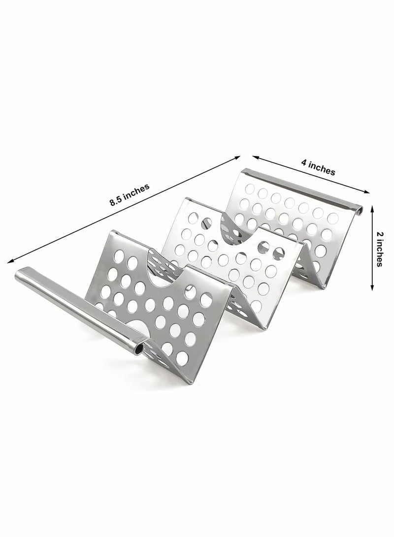 Taco Holders 4 Pack Food Grade Plate Stainless Steel Tacos Holder for Party Stackable Trays Racks Hold Soft and Hard Shell Spring Roll