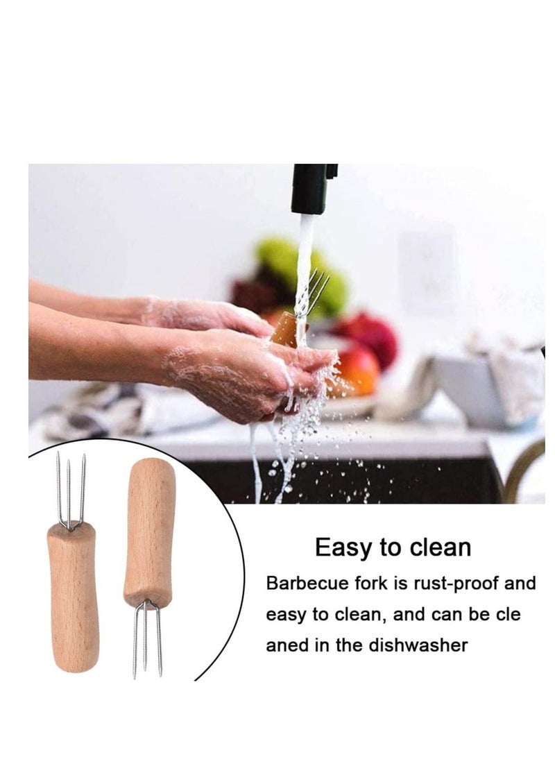 8 pcs Corn Forks Holders, Holder, Cob Skewers, Stainless Steel on The Cob, Skewers with Wooden, for BBQ, Home Cooking, Picnics, Parties and Camping
