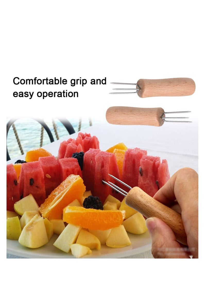 8 pcs Corn Forks Holders, Holder, Cob Skewers, Stainless Steel on The Cob, Skewers with Wooden, for BBQ, Home Cooking, Picnics, Parties and Camping
