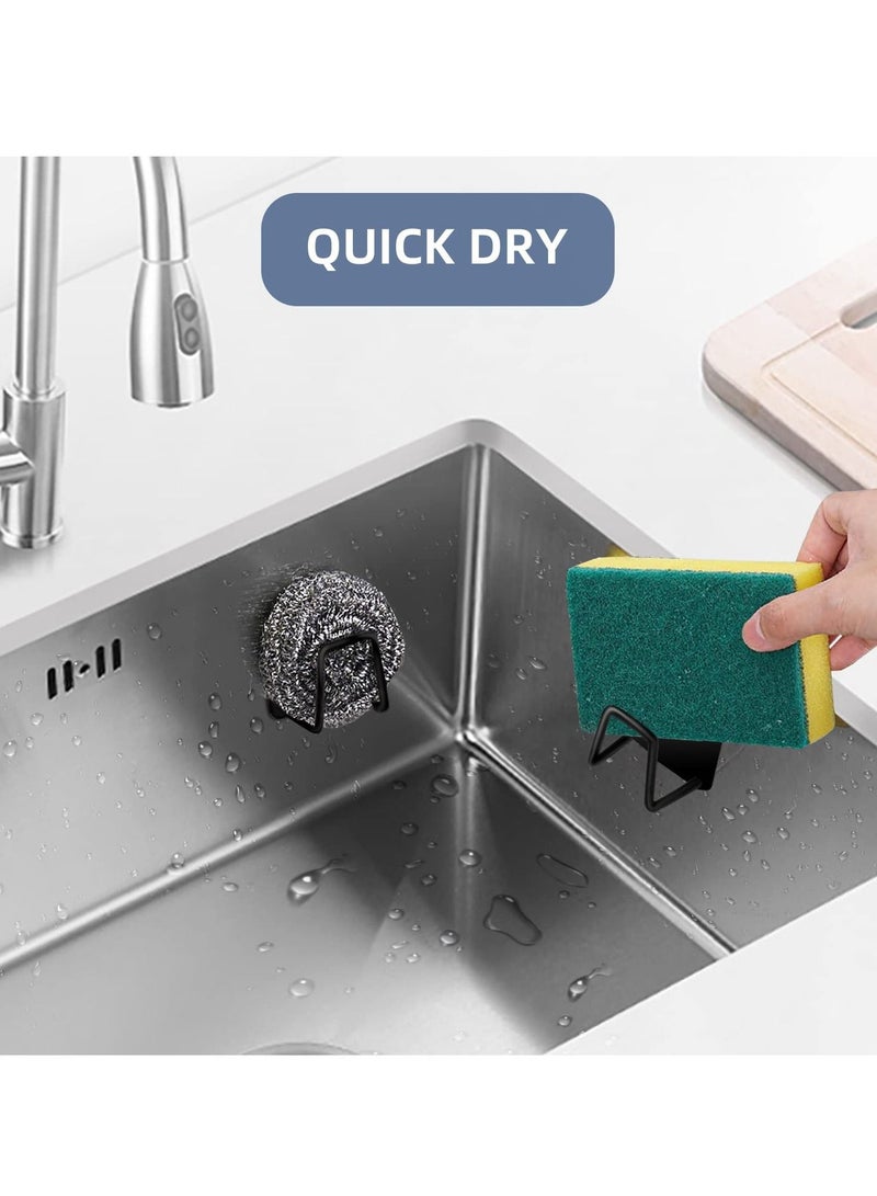 2pcs Kitchen Sink Sponge Rack, Non-punching Paste Dishwasher Drain Stainless Steel Waterproof Strong Adhesive Pot Cover Cutting Board, and Other Kitchenware Storage Rack (Black)