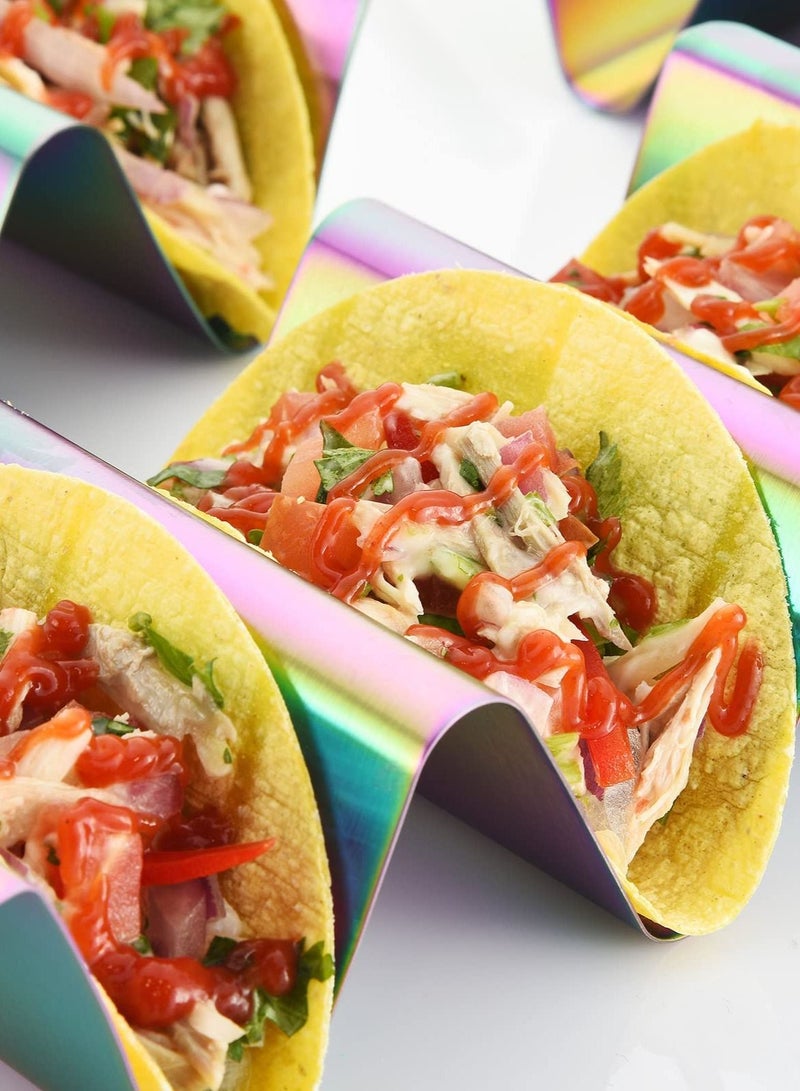Taco Holders 4 Packs - Stainless Steel Stand Rack Tray Style, Oven Safe for Baking, Dishwasher and Grill