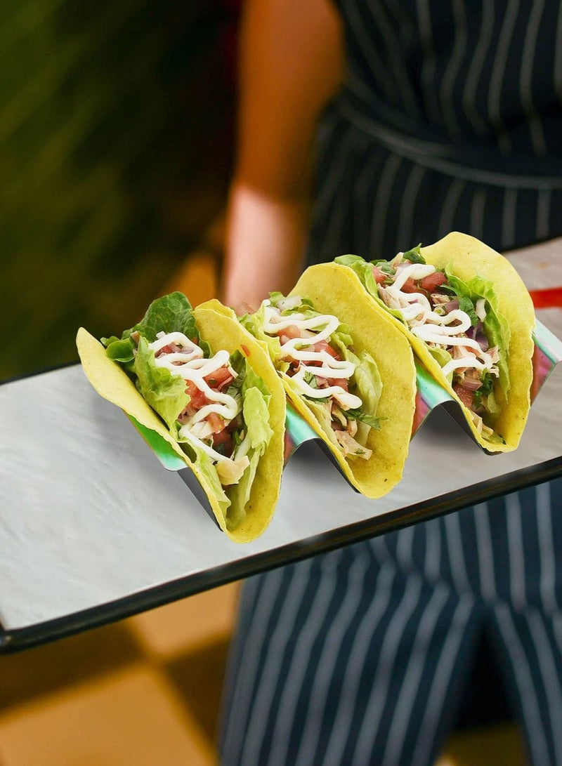 Taco Holders 4 Packs - Stainless Steel Stand Rack Tray Style, Oven Safe for Baking, Dishwasher and Grill