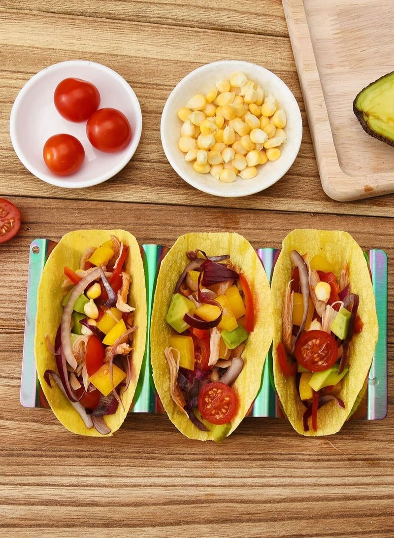 Taco Holders 4 Packs - Stainless Steel Stand Rack Tray Style, Oven Safe for Baking, Dishwasher and Grill