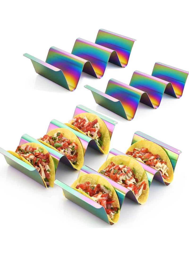 Taco Holders 4 Packs - Stainless Steel Stand Rack Tray Style, Oven Safe for Baking, Dishwasher and Grill