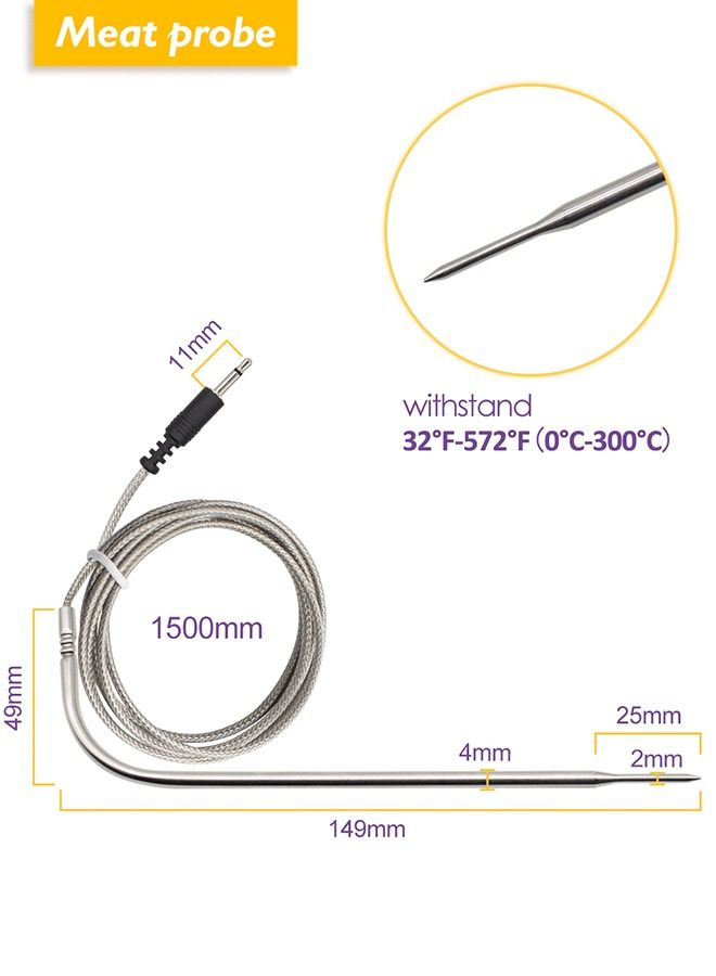 INKBIRD Meat Probe Food Thermometer IBT-4XS Bluetooth Wireless Grill BBQ Digital Thermometer for Grilling Weber Barbecue Cooking Kitchen Food Thermometers for Smoker Oven Candy Four Probes