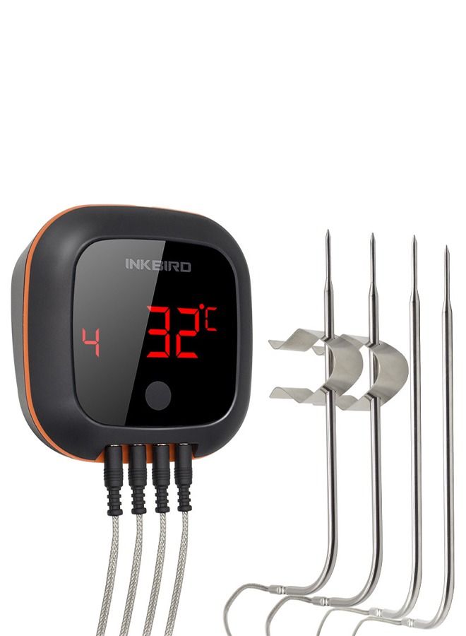 INKBIRD Meat Probe Food Thermometer IBT-4XS Bluetooth Wireless Grill BBQ Digital Thermometer for Grilling Weber Barbecue Cooking Kitchen Food Thermometers for Smoker Oven Candy Four Probes