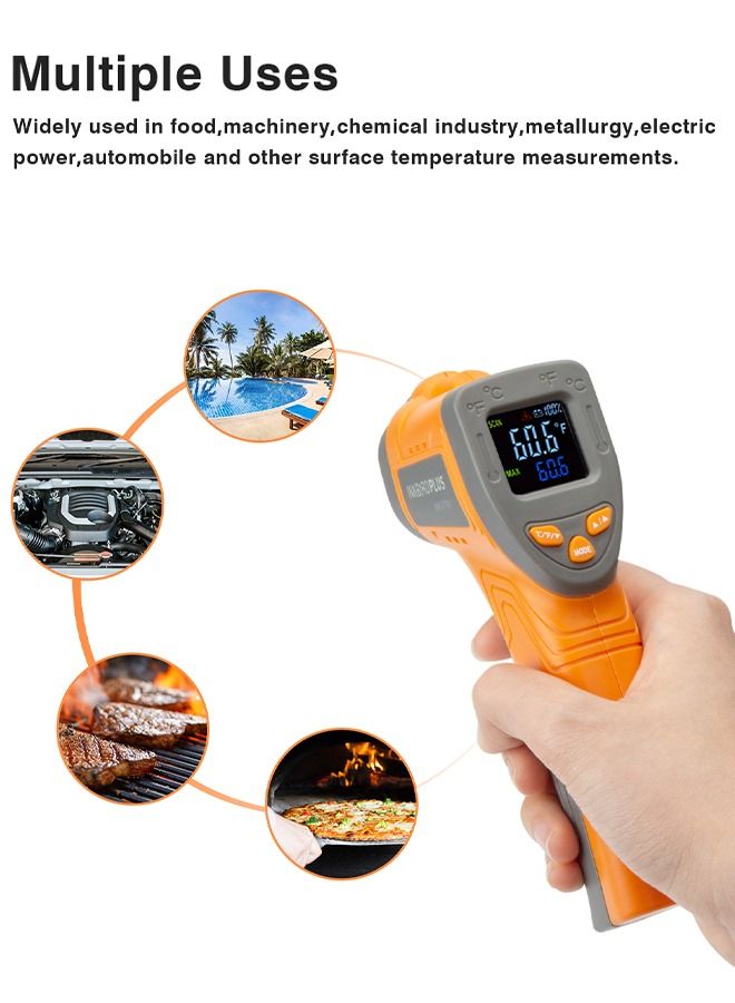 INKBIRD INK-IFT01 Infrared Thermometer Non-Contact Digital Laser Temperature Thermometer with Adjustable Emissivity Max Measure -50℃~550℃ Instant Read for Cooking Barbecue Automotive and Industrial