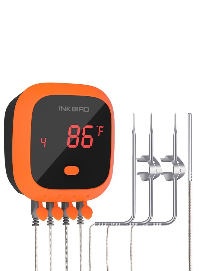 INKBIRD Meat Probe Thermometer Waterproof Bluetooth Thermometer IBT-4XC BBQ Grill Thermometer Wireless Digital Cooking Food Thermometers for Weber Smoker Kitchen Oven