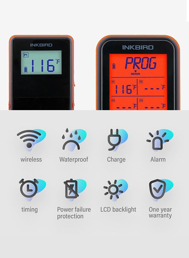 INKBIRD Digital Cooking Thermometer IRF-4S Wireless Remote Meat Probes Thermometer Waterproof for Food Oven Grill BBQ Candy Weber