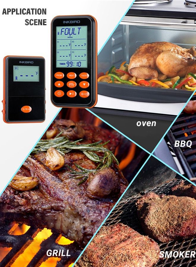 INKBIRD Digital Cooking Thermometer IRF-4S Wireless Remote Meat Probes Thermometer Waterproof for Food Oven Grill BBQ Candy Weber