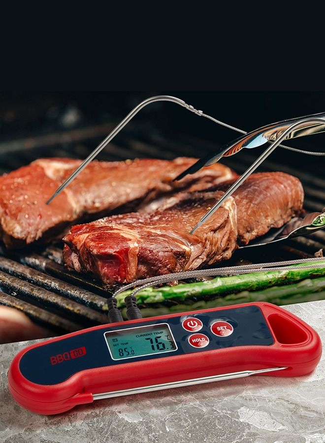 Instant Read Food Thermometer Meat Thermometer for Kitchen Cooking BBQ Oven Baking with 2 Detachable Wired Probe BG-HH2P Cooking Thermometer