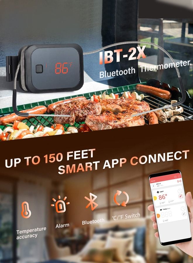 INKBIRD Meat Probe Thermometer IBT-2X BBQ Grill Bluetooth 50M Wireless Digital Food Thermometers for Barbeque Grilling Smoker Weber Oven