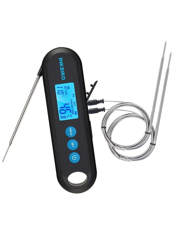 INKBIRD Bluetooth Digital Meat Thermometer IHT-2PB With External Probes Backlight Display 2 Sec Instant Readout Temperature Alarms And Timers Rechargeable Food Thermometer For Grilling BBQ Cooking