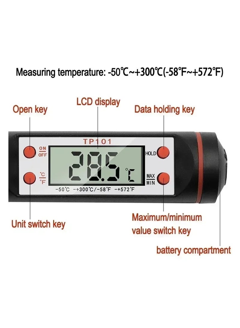 Food Thermometer, Water Oil Cooking Meat Food Thermometers, Cooking Thermometer With Instant Read Lcd Screen For Kitchen, (White)