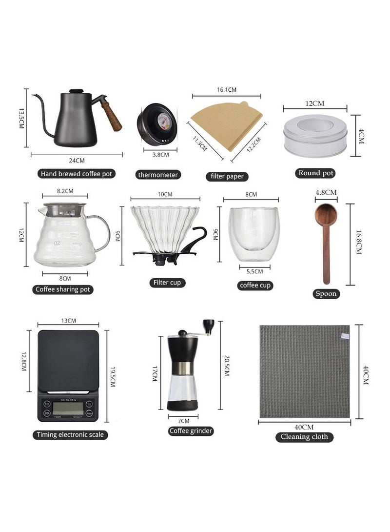 V60 Coffee Maker Set, 7-Piece Hand Brewing Coffee Set, Pour Over Coffee Machine Accessories Kit All In 1 Portable Travel Bag 57*16*27cm