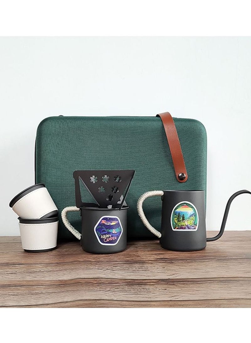 Travel Pour Over Coffee Maker Gift Set All in 1 Coffee Accessories Tools,304 Stainless Gooseneck Kettle,Coffee Mug V60 Dripper Filters Server of Coffee Set with Travel Bag