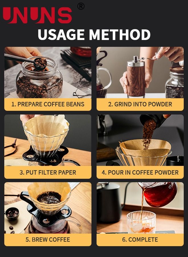 Pour Over Coffee Maker Set Includes 600ml Coffee Kettle, Manual Coffee Grinder, Coffee Scale，Coffee Dripper & Glass Server with 100 Pcs Paper Filter for Pour Over Coffee