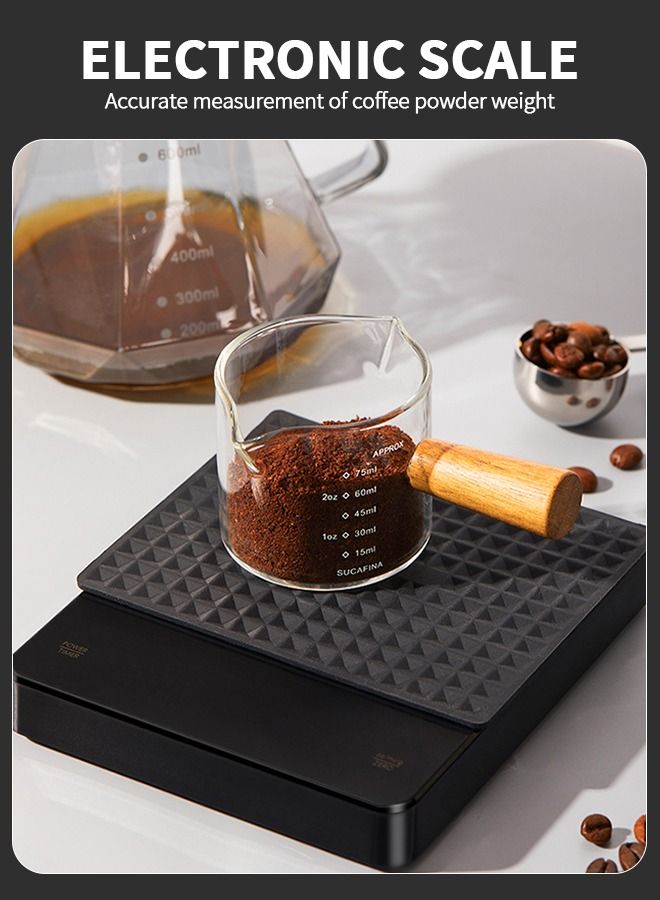 Pour Over Coffee Maker Set Includes 600ml Coffee Kettle, Manual Coffee Grinder, Coffee Scale，Coffee Dripper & Glass Server with 100 Pcs Paper Filter for Pour Over Coffee
