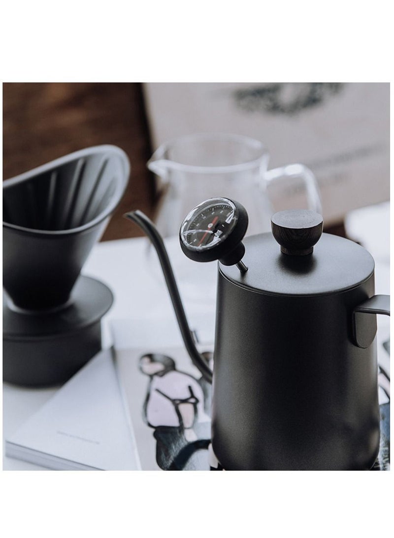 Coffee Maker Set Filter Cup Utensils Fine Spout Long Spout Filter Pot Home Hand Brew Cup,With Black Ceramic Filter Cup And Manual Coffee Pot, Fine Filter Cup, Glass Dripping Kettle Coffee Maker