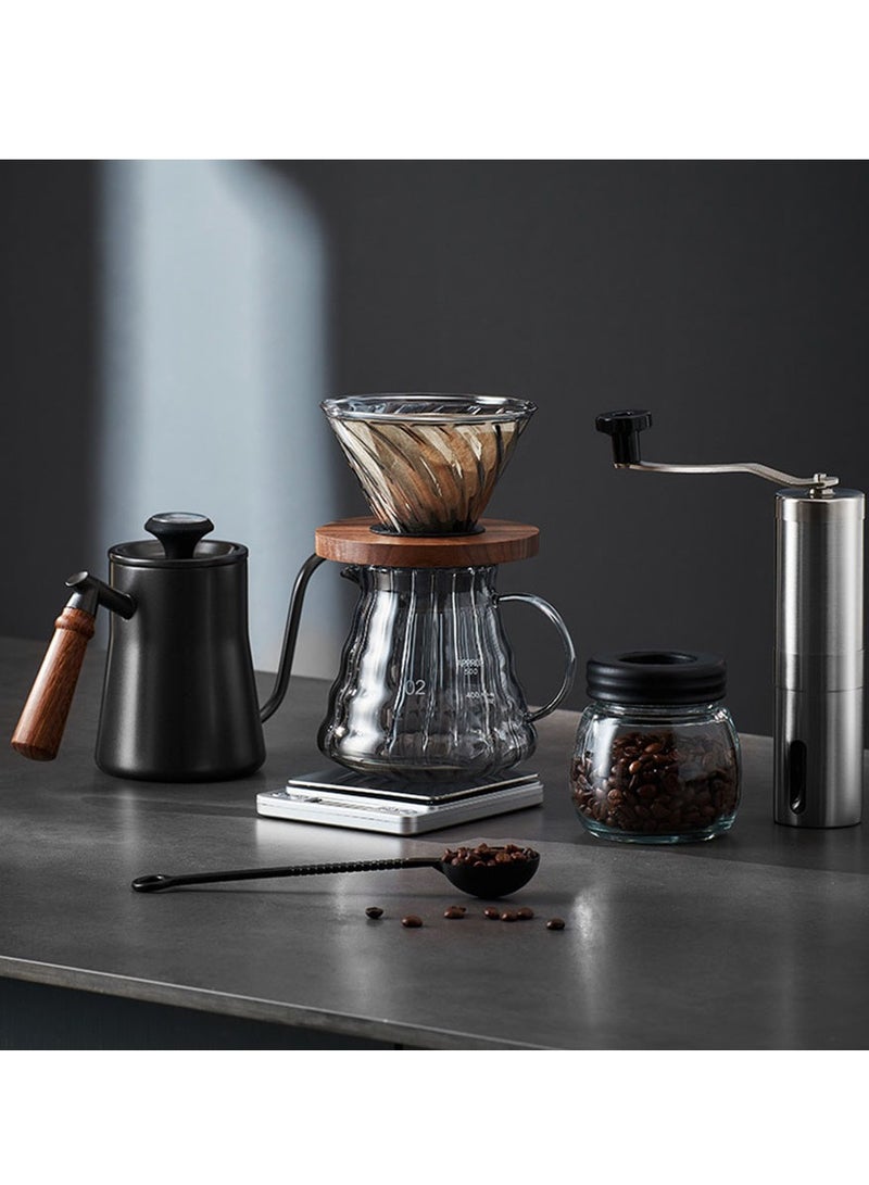 Pour Over Coffee Maker Set Coffee Kettle Scale Ceramic Server Ceramic Dripping Cup Bean Grinder Filter Paper Ceramic Cup for Traveling