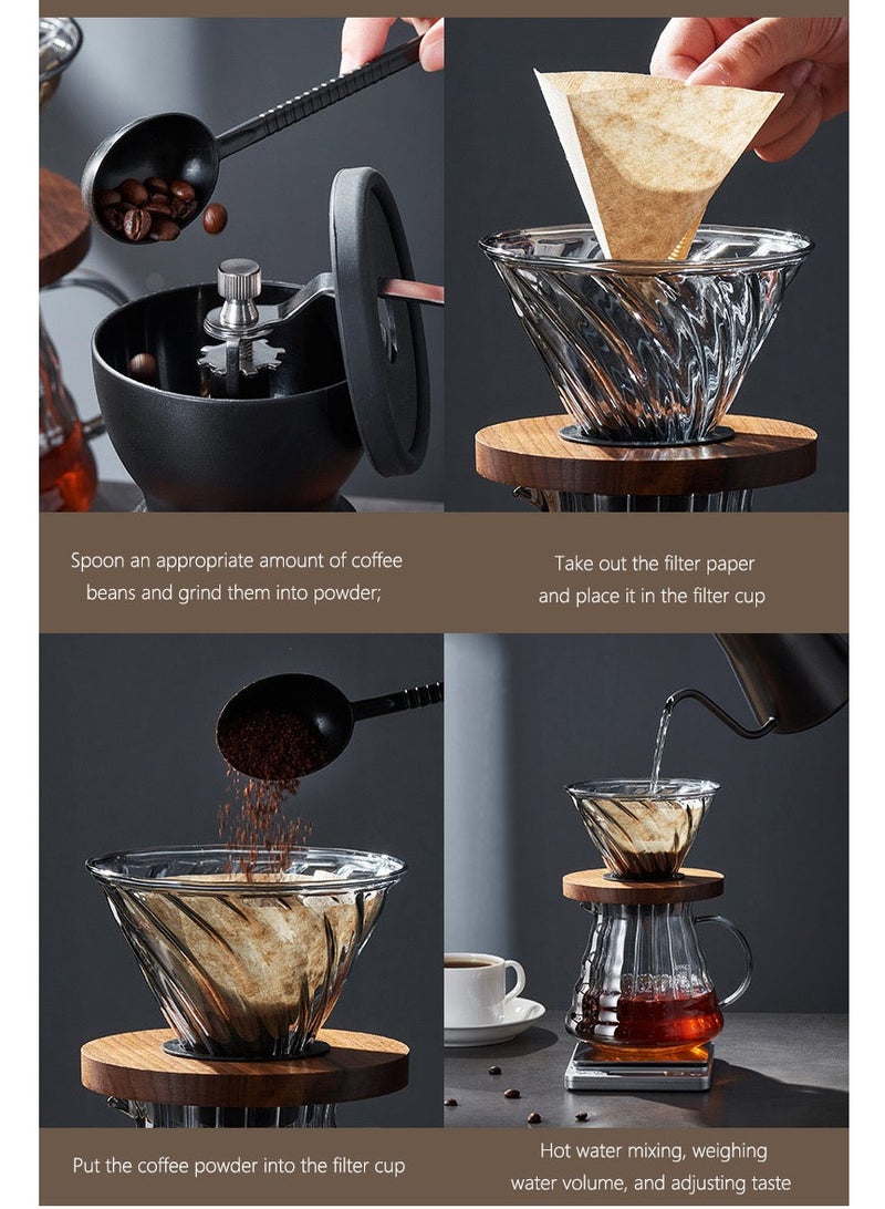 Pour Over Coffee Maker Set Coffee Kettle Scale Ceramic Server Ceramic Dripping Cup Bean Grinder Filter Paper Ceramic Cup for Traveling