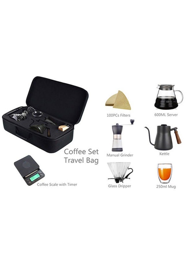 V60 Drip Coffee Maker Set With Travel Bag Black 27x55x16cm