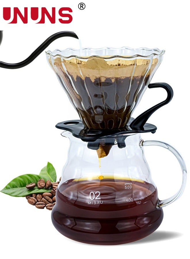 Pour Over Coffee Maker,20oz Paperless Borosilicate Glass Carafe And Reusable Filter,Glass Coffee Pot,Manual Coffee Dripper Brewer