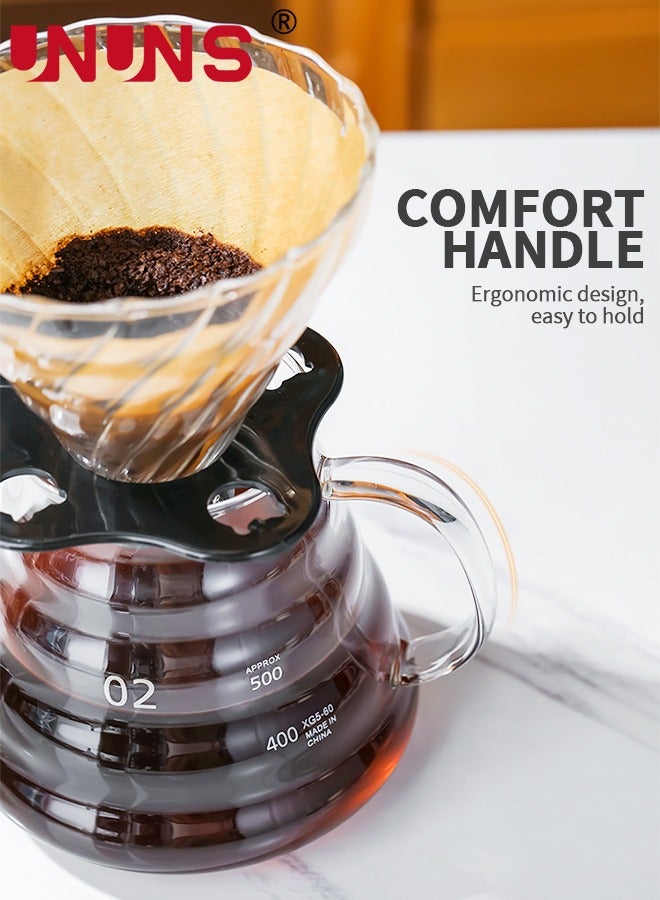 Pour Over Coffee Maker,20oz Paperless Borosilicate Glass Carafe And Reusable Filter,Glass Coffee Pot,Manual Coffee Dripper Brewer