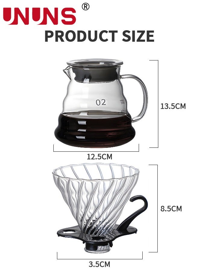 Pour Over Coffee Maker,20oz Paperless Borosilicate Glass Carafe And Reusable Filter,Glass Coffee Pot,Manual Coffee Dripper Brewer