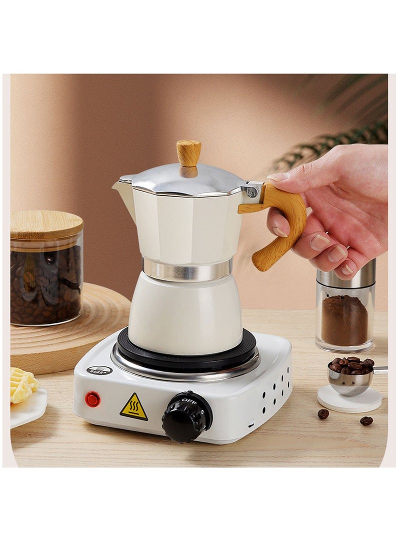 Pour Over Coffee Maker Set Includes 150ml Kettle, Manual Coffee Grinder, Coffee Dripper and Glass Server Filter for Pour Over Coffee,Gift Set for Coffee Lovers and Camping Use