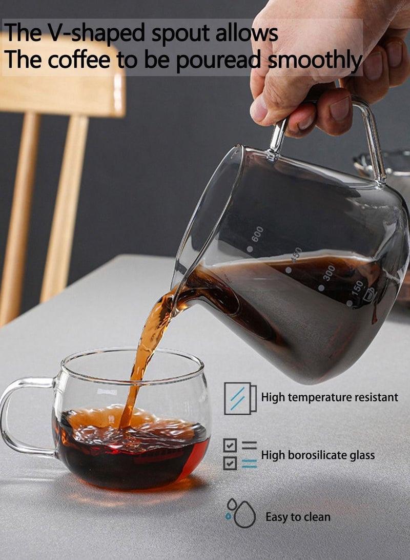 V60 Pour Over Coffee Maker Set,600ML Coffee Server With Glass Coffee Dripper,2 in 1 Hand Drip Coffee Set Home or Office