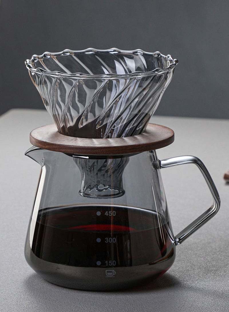 V60 Pour Over Coffee Maker Set,600ML Coffee Server With Glass Coffee Dripper,2 in 1 Hand Drip Coffee Set Home or Office