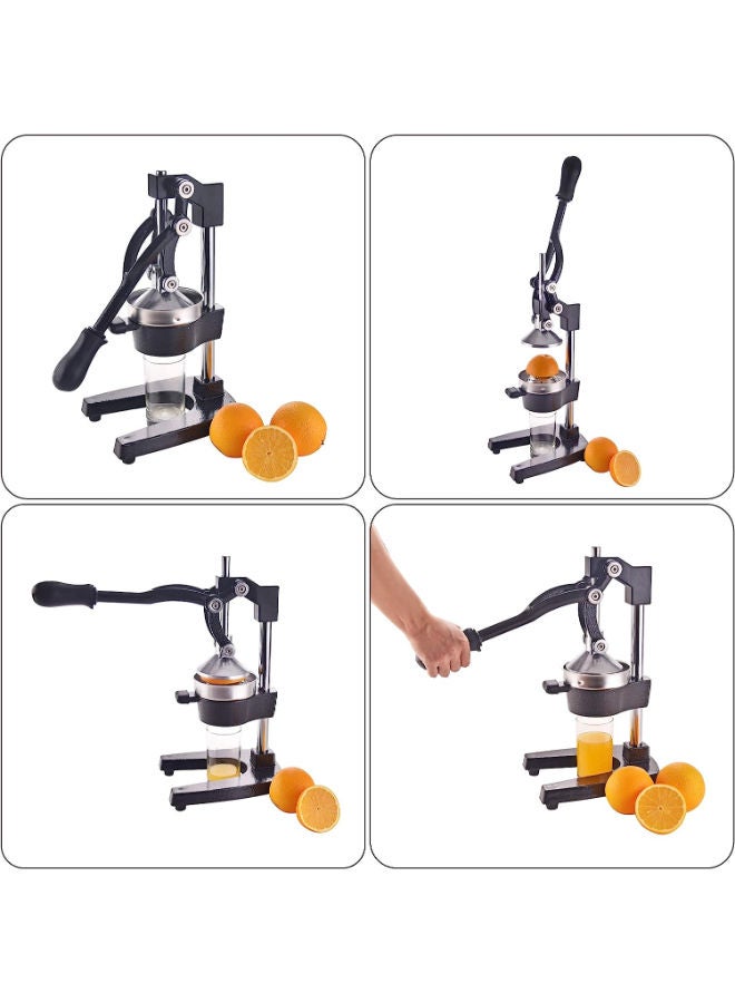 Professional Citrus Juicer, Heavy Duty Cast Iron Lemon Lime Fruit Juicer Maker Press, Commercial Grade Manual Orange Juice Squeezer (Black)