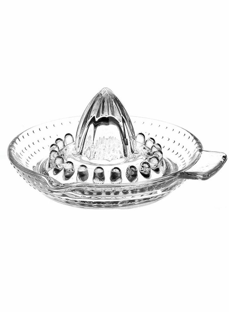 Glass Manual Juicer Reamer Squeezer Citrus Press with Handle and Pour Spout for Juicing Oranges Lemons Limes