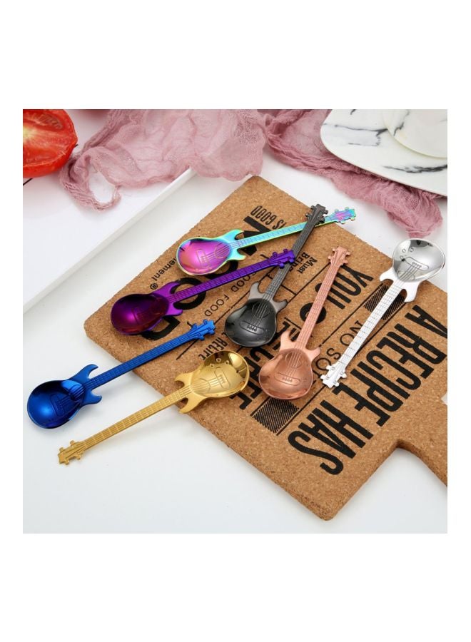 7-Piece Stainless Steel Coffee Spoon Set Blue/Gold/Black