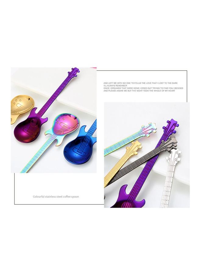 7-Piece Stainless Steel Coffee Spoon Set Blue/Gold/Black