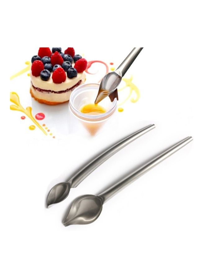 Pack Of 2 Stainless Steel Chocolate Coffee Spoon Set Silver 22x4x4cm