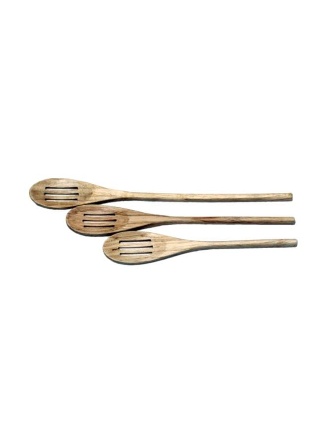 3-Piece Wooden Slotted Spoon Set Beige