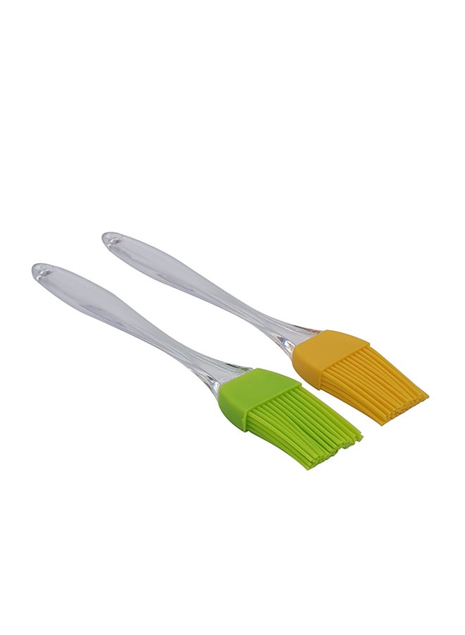 2-Piece Silicone Cooking Spoon And Brush Set Multicolour 12cm