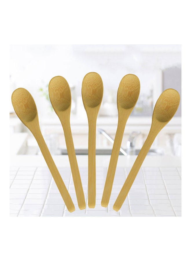 5-Piece Long Handle Bamboo Spoon Set Brown