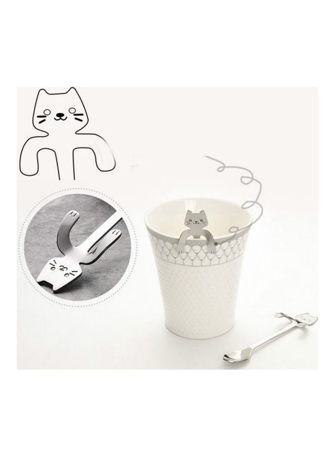 2-Piece Stainless Steel Spoon Cartoon Cat Silver