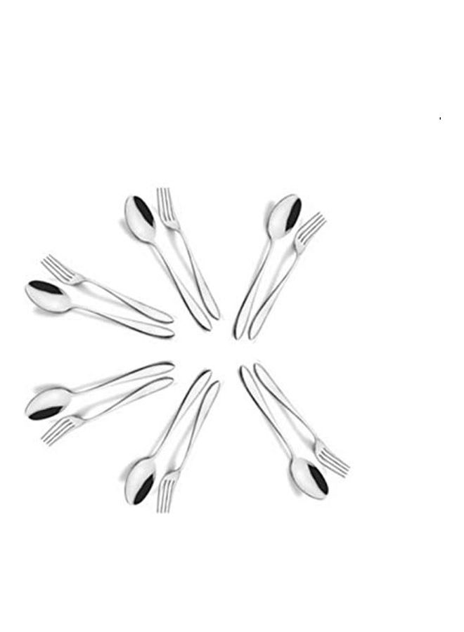 12-Piece Stainless Steel Spoon And Fork Set Silver 6.3inch