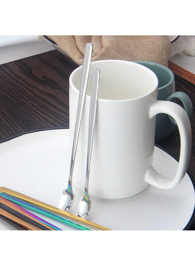 3-Piece Square Head Long Handle Spoon Set Multicolour 17cm