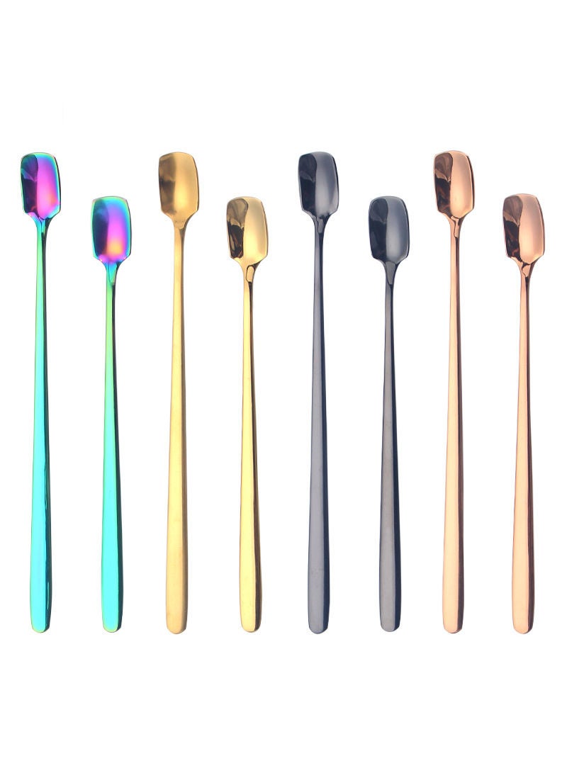 3-Piece Square Head Long Handle Spoon Set Multicolour 17cm