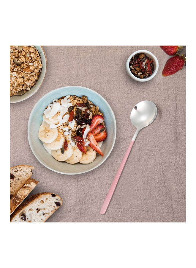 5-Piece Stainless Steel Spoon Pink/Silver