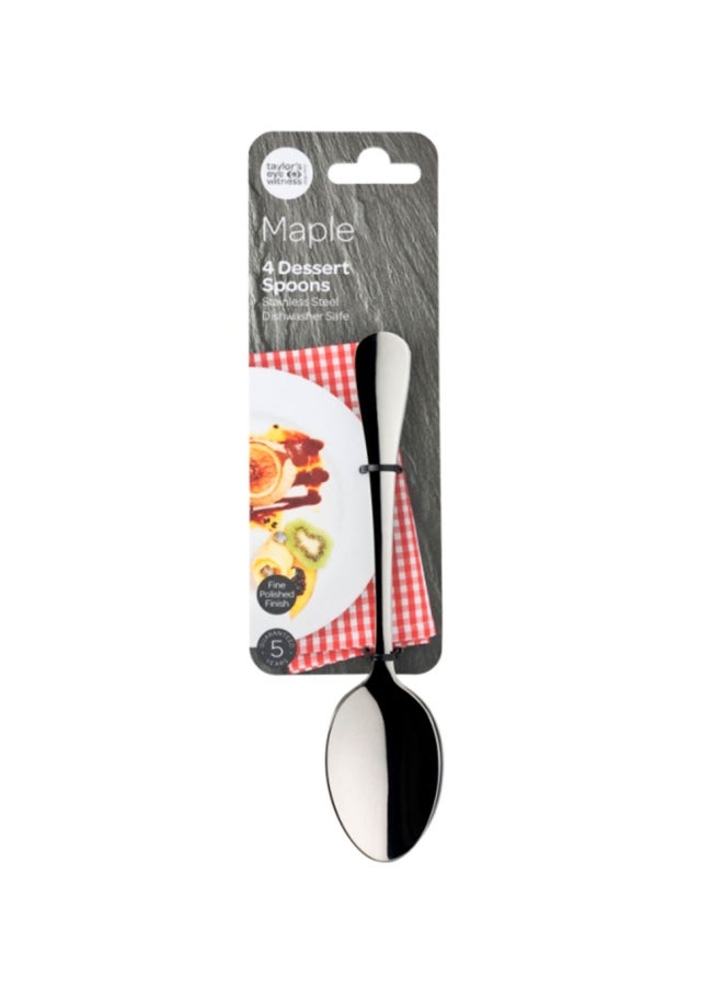 4-Piece Stainless Steel Spoon Silver 3x12x0.05cm