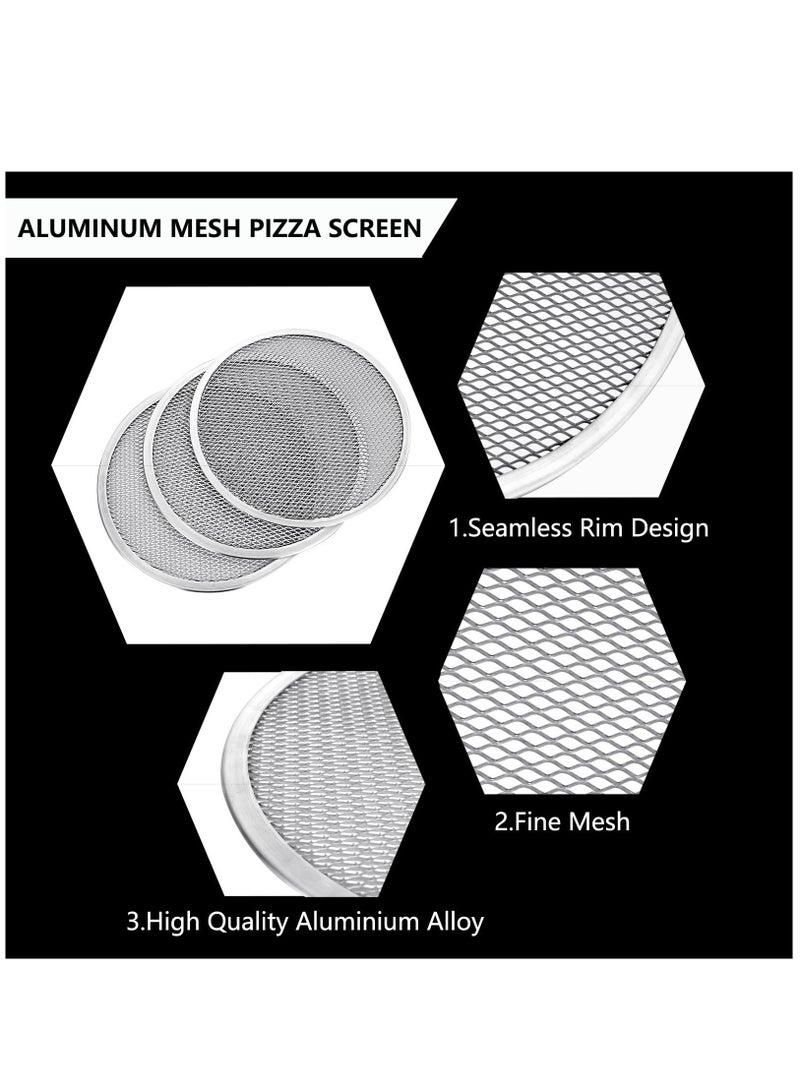 2 Pcs 12 Inch Pizza Screen, Restaurant-Grade Aluminum Alloy Pizza Baking Screen, Seamless Round Pizza Screen Non Stick Mesh Net Baking Tray Cookware Kitchen Tool For Oven, BBQ
