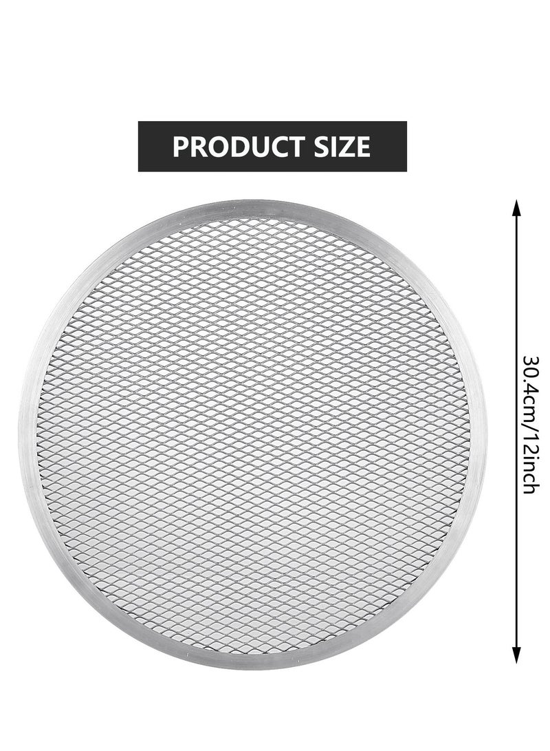 2 Pcs 12 Inch Pizza Screen, Restaurant-Grade Aluminum Alloy Pizza Baking Screen, Seamless Round Pizza Screen Non Stick Mesh Net Baking Tray Cookware Kitchen Tool For Oven, BBQ